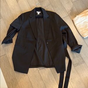 Black Women's Belted Blazer